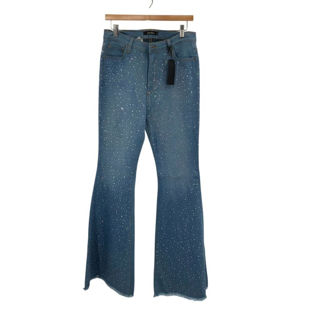 Gjg Denim Galaxy Rhinestone Bell-bottom Jean Blue 34